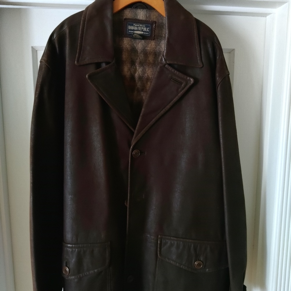 DARK Brown Men's Banana Republic LEATHER coat
